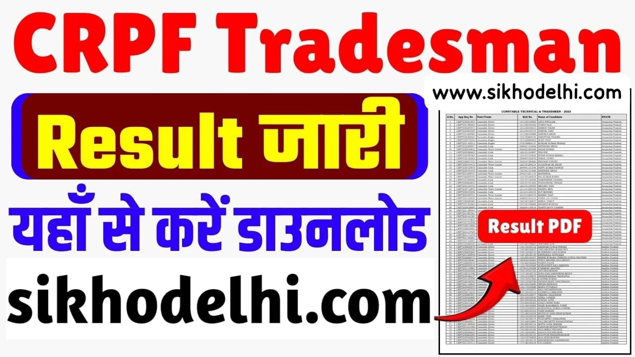 CRPF 2023 Tradesman Result